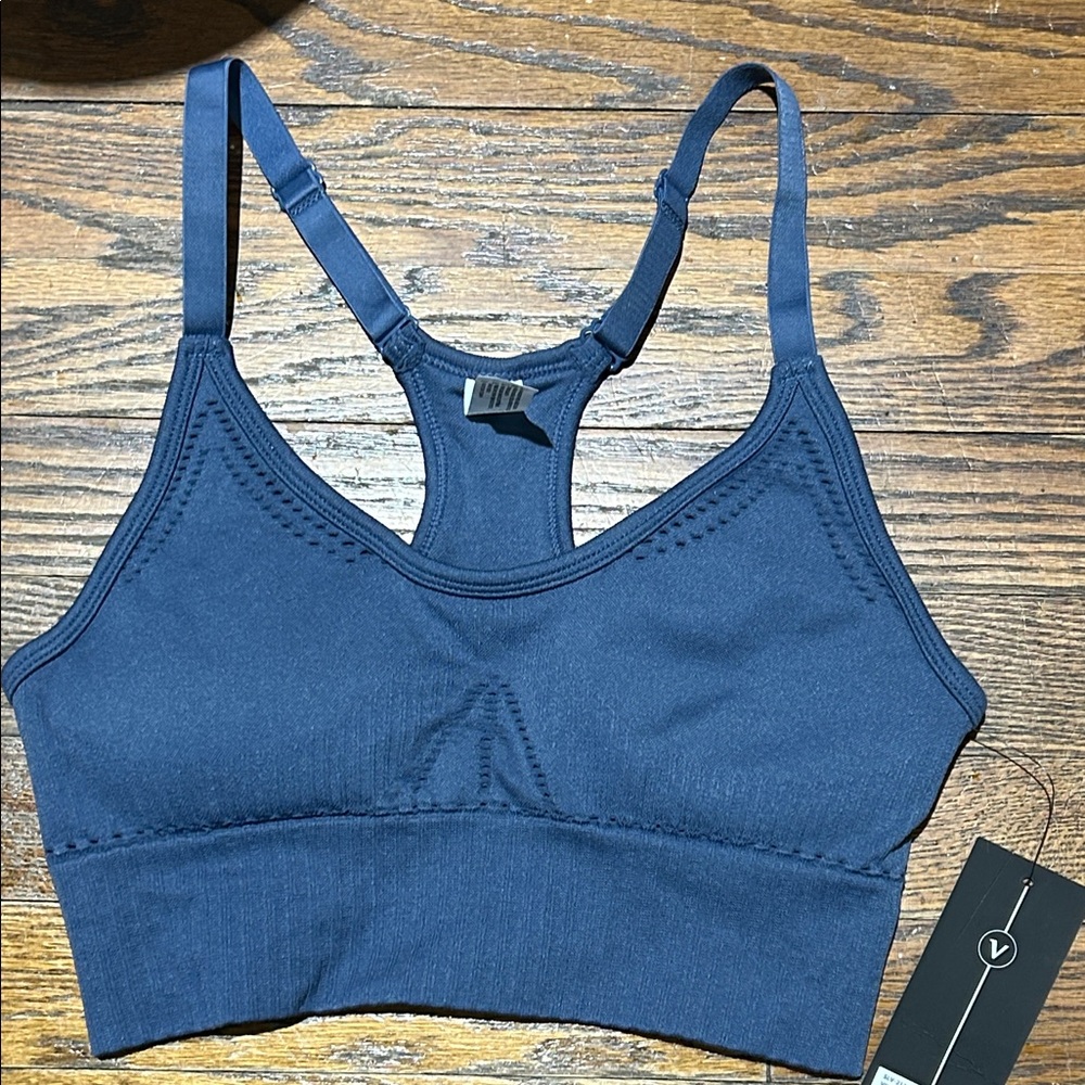 Velocity Seamless Morning Run Racerback Bra — Navy Blue - Picture 3 of 6